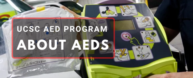 Title header with the text 'About AEDs' superimposed.