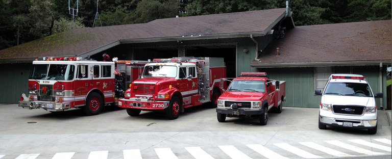 UCSC Fire Department apparatus in front of the fire station in 2012